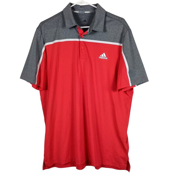 Adidas Mens Ultimate365 Colorblock Polo Shirt Size L Coral & Gray Summber Golf - Picture 1 of 6